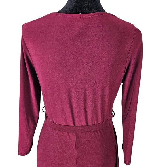 Womens Maternity Tie Front Wrap Maxi V- Neck Dress Size Large Burgundy Elegant - Picture 8 of 12